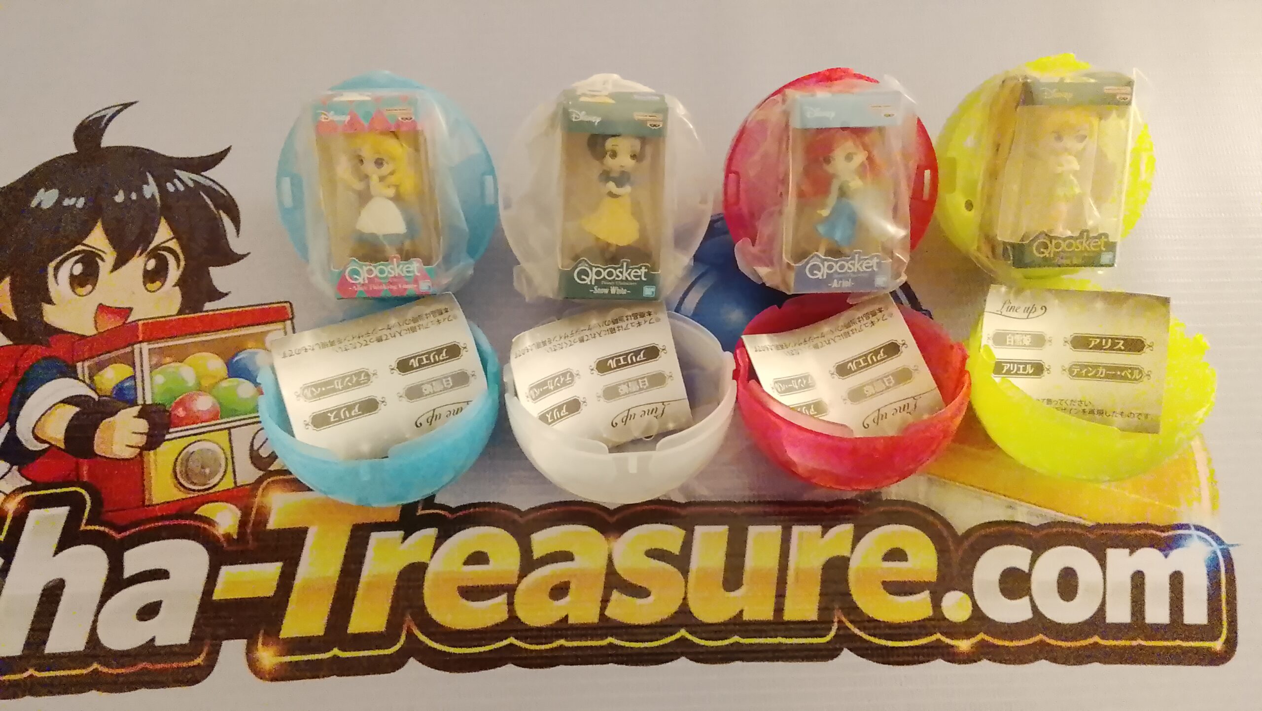 Disney Q Posket Mini Collection 4 Full Set Gashapon Bandai Ariel Alice Clochette – Image 2